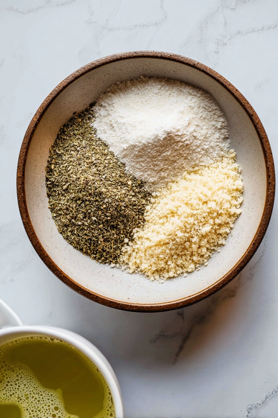 The image shows a white plate filled with crispy zucchini sticks layered evenly around a small white bowl in the center. The zucchini sticks have a golden-brown crunchy coating that looks textured with herbs and breadcrumbs, showing green skin underneath with light yellow inside. The white bowl holds a thick, creamy white sauce topped with small green herb pieces. The whole plate is placed on a white marbled surface, with a soft striped cloth nearby. Photo taken with an iphone --ar 2:3 --v 7